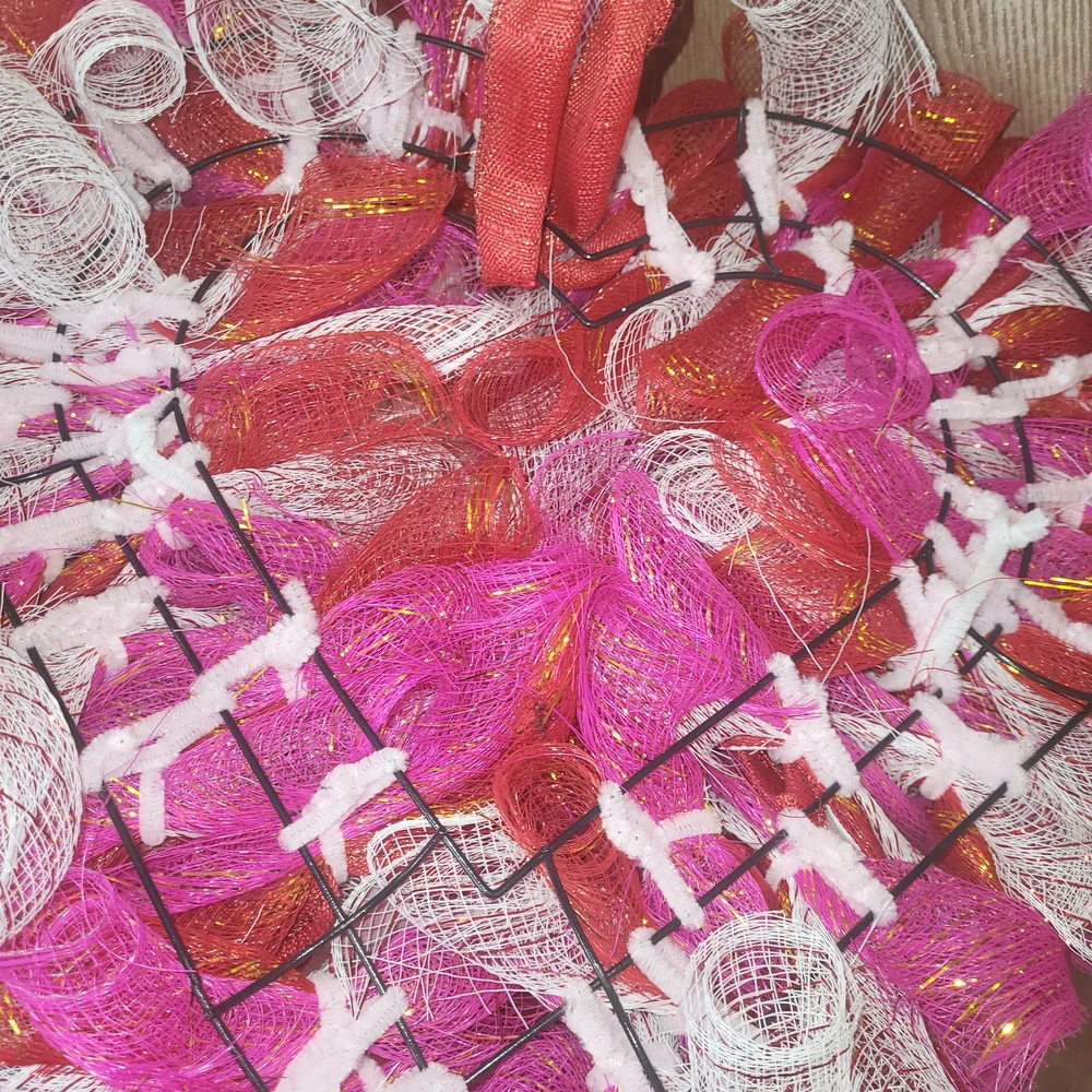 Pink and Red Heart Wreath